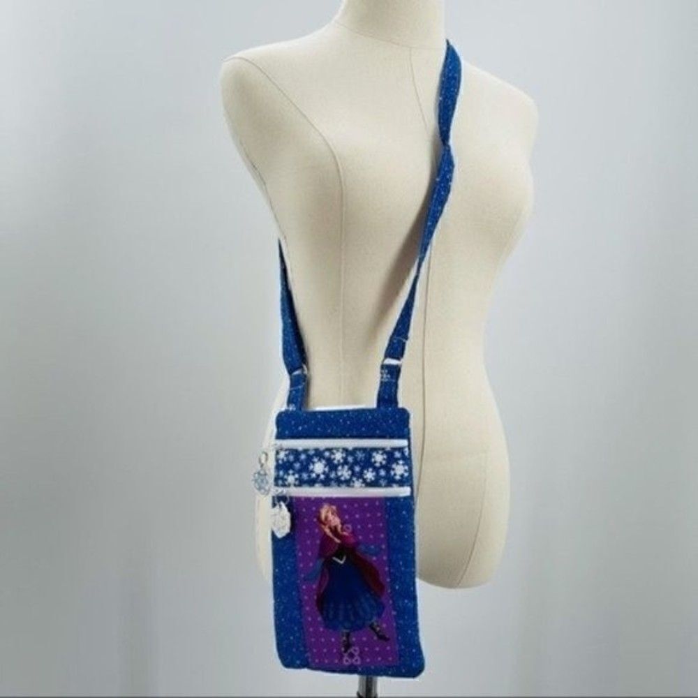 Frozen Cross body bag blue cloth hand made small BoxV